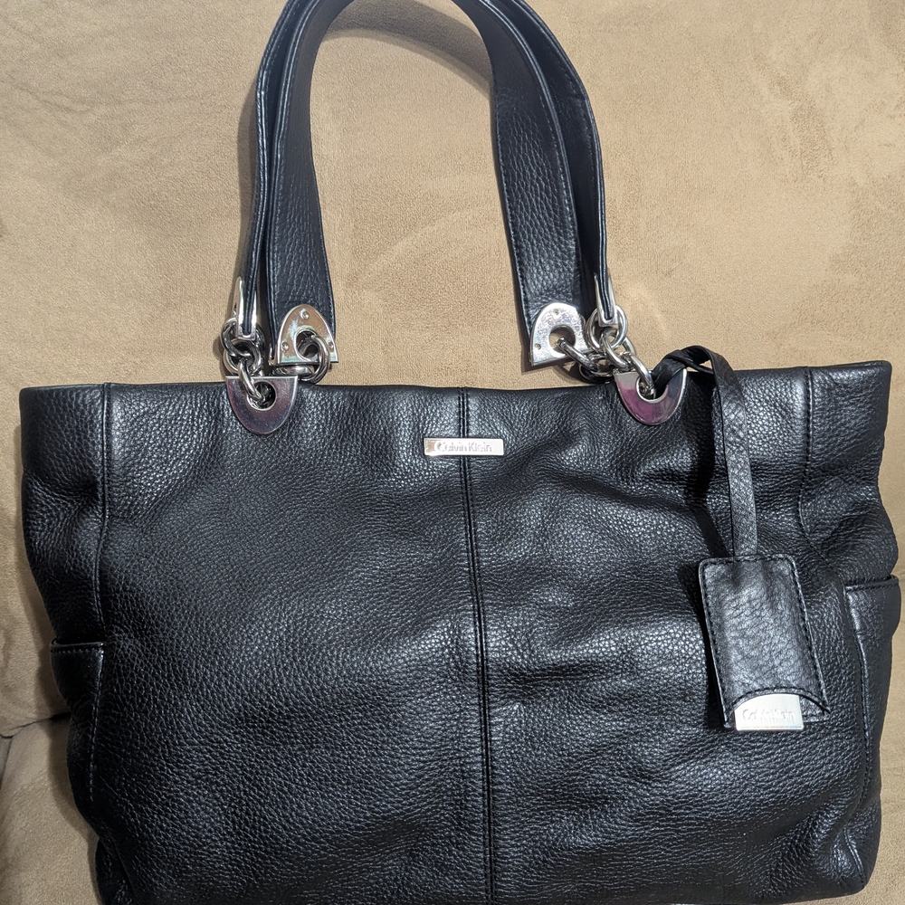 Calvin Klein Black Leather Tote - Picture 1 of 7